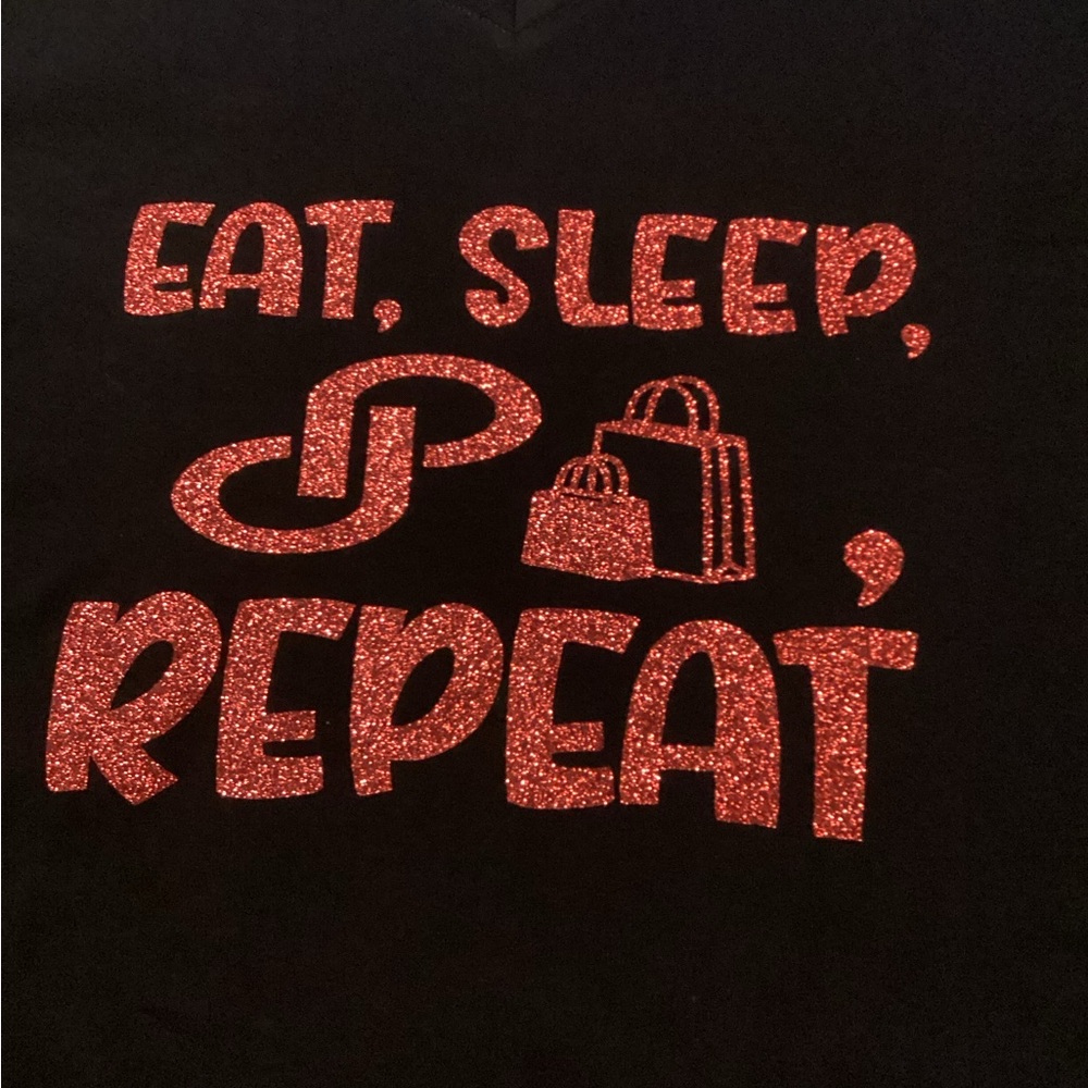Black T-Shirt with Red Glitter Print